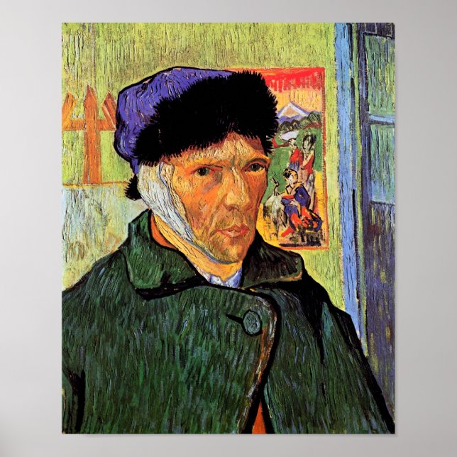 Vincent Van Gogh - Självporträtt med förbundet öra Poster (Framsidan)