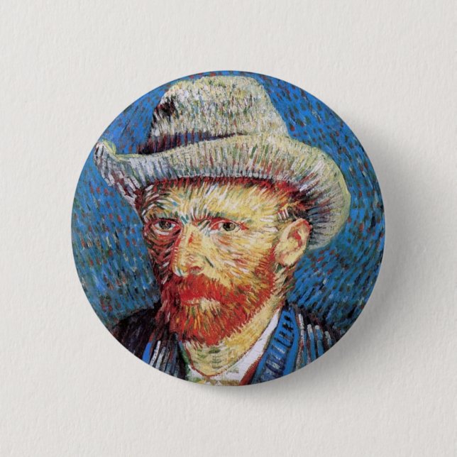Vincent Van Gogh Självporträtt med grå filtchottel Knapp (Framsida)