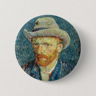 Vincent Van Gogh Självporträtt med Grått Felt H Knapp