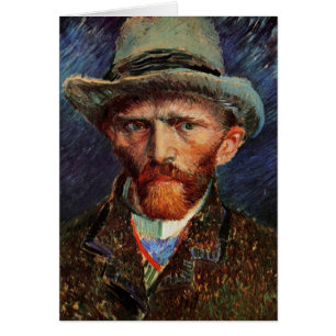 Vincent van Gogh Självporträtt med Grått Felt Hat Hälsningskort