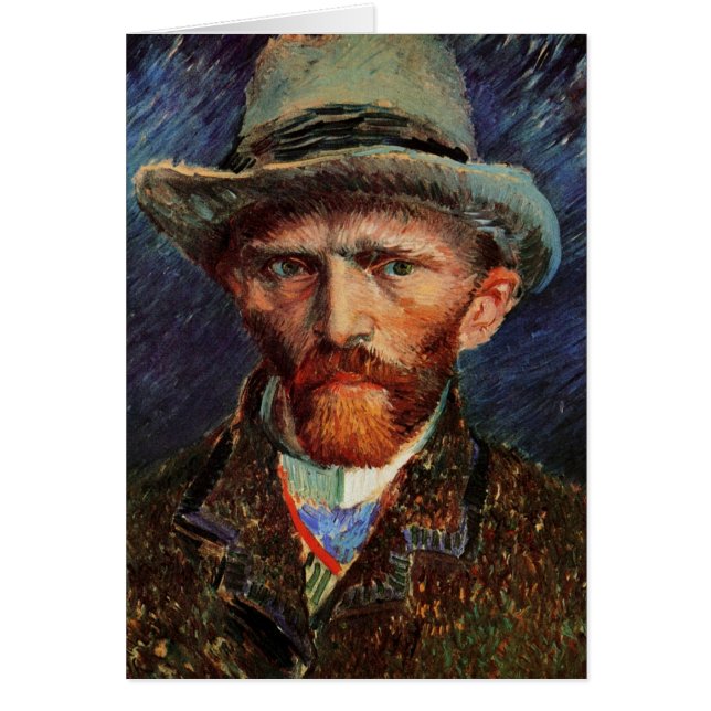 Vincent van Gogh Självporträtt med Grått Felt Hat Hälsningskort (Framsidan)
