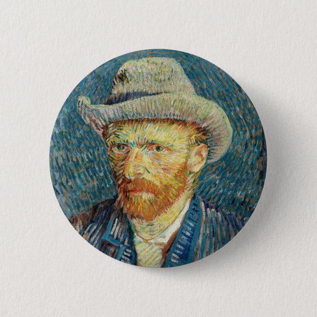 Vincent Van Gogh Självporträtt med Grått Felt Hat Knapp (Framsida)