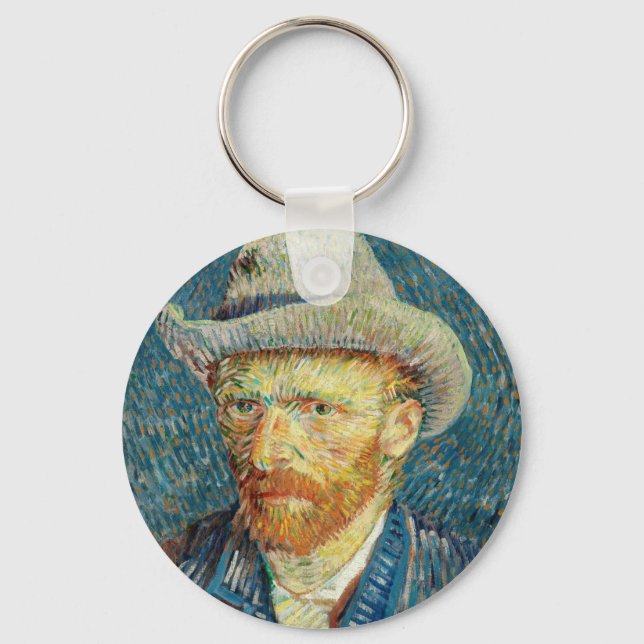Vincent Van Gogh Självporträtt med Grått Felt Hat Nyckelring (Framsida)