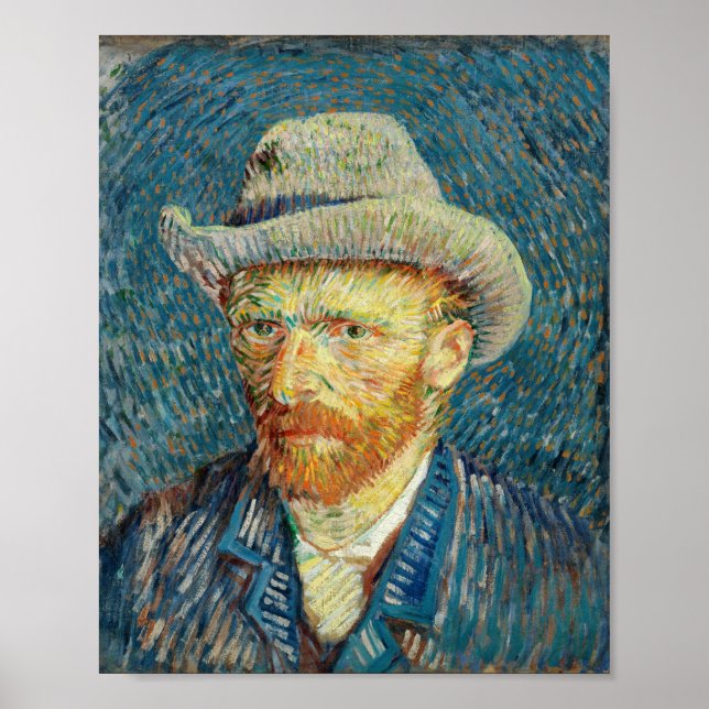 Vincent Van Gogh Självporträtt med Grått Felt Hat Poster (Framsidan)
