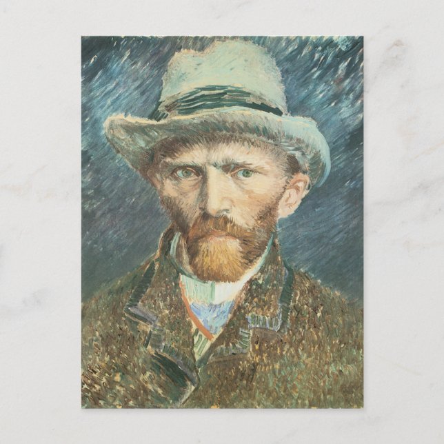 Vincent Van Gogh Självporträtt med Grått Felt Hat Vykort (Framsida)