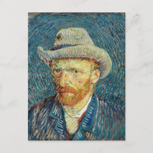 Vincent Van Gogh Självporträtt med Grått Felt Hat Vykort (Framsida)