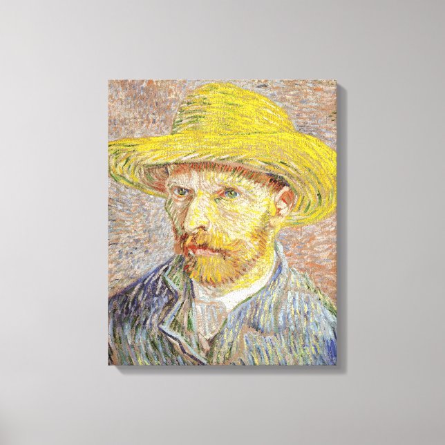 Vincent van Gogh - Självporträtt med halmhatt Canvastryck (Framsida)