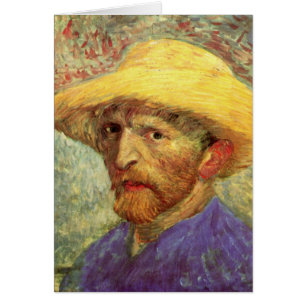 Vincent van Gogh Självporträtt med halmhatt Hälsningskort