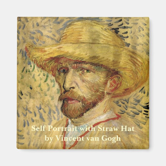 Vincent van Gogh Självporträtt med halmhatt Magnet (Framsidan)