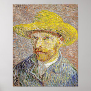 Vincent van Gogh - Självporträtt med halmhatt Poster