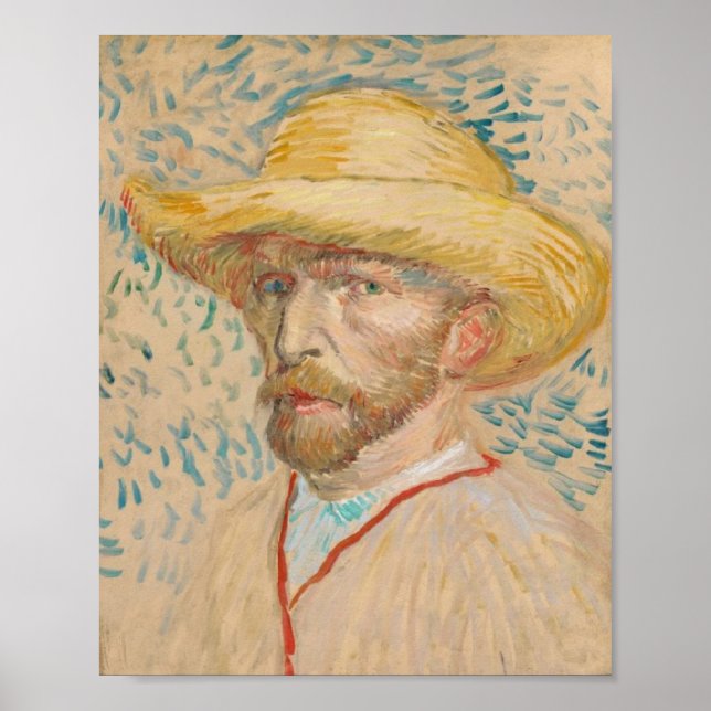  Vincent van Gogh Självporträtt med halmhatt   Poster (Framsidan)