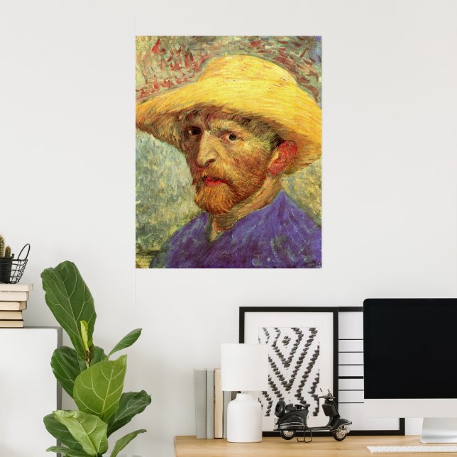 Vincent van Gogh Självporträtt med halmhatt Poster (Hemmakontoret)