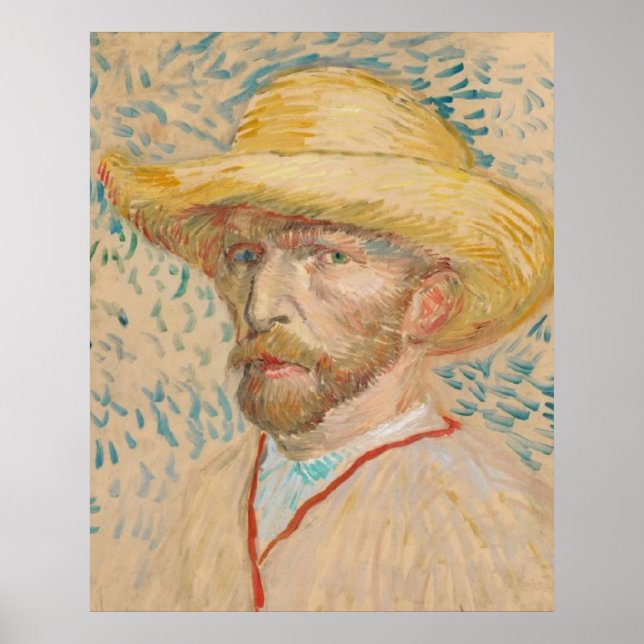  Vincent van Gogh Självporträtt med halmhatt  V Poster (Framsidan)