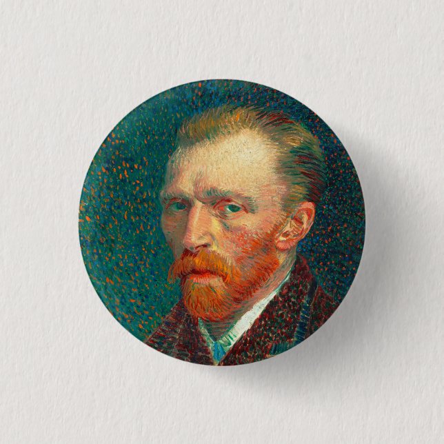 Vincent Van Gogh Självporträtt med kostym Finkonst Knapp (Framsida)