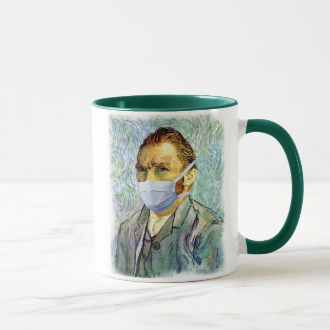 Vincent Van Gogh Självporträtt Med Maskerad Spoof Mugg (Höger)