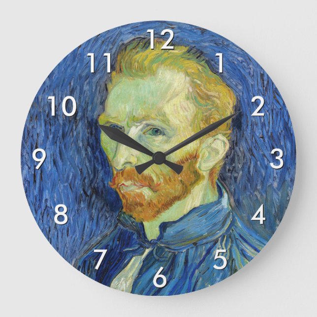 Vincent van Gogh - Självporträtt med Palette Stor Klocka (Framsida)