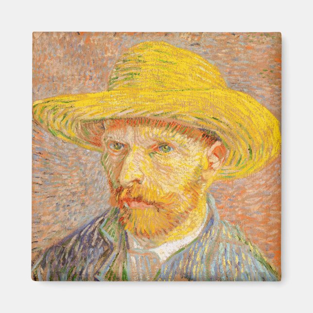 Vincent Van Gogh Självporträtt med Straw Hat Art Magnet (Framsidan)