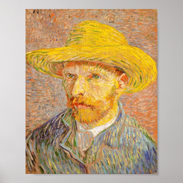 Vincent Van Gogh Självporträtt med Straw Hat Art Poster (Framsidan)