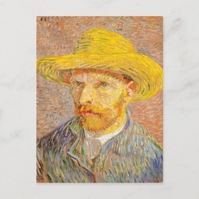 Vincent Van Gogh Självporträtt med Straw Hat Art Vykort (Framsida)