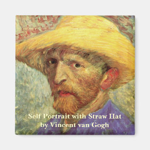 Vincent van Gogh Självporträtt med Straw Hat Magnet