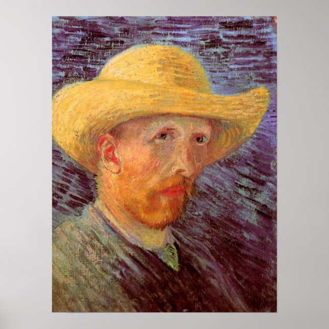 Vincent van Gogh Självporträtt med Straw Hat Poster (Framsidan)