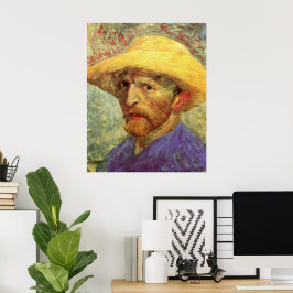 Vincent van Gogh Självporträtt med Straw Hat Poster