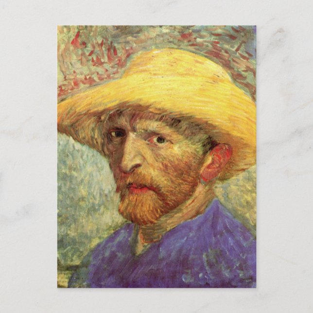 Vincent van Gogh Självporträtt med Straw Hat Vykort (Framsida)