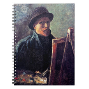 Vincent Van Gogh - Självporträtt mörk filtad hatt Anteckningsbok Med Spiral
