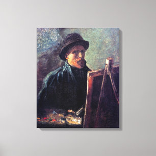 Vincent Van Gogh - Självporträtt mörk filtad hatt Canvastryck