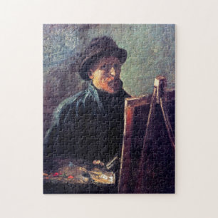 Vincent Van Gogh - Självporträtt mörk filtad hatt Pussel