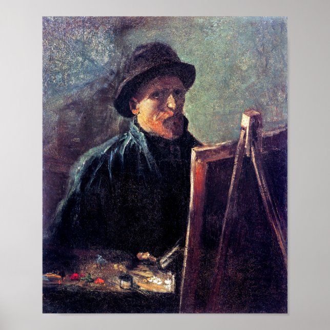 Vincent Van Gogh - Självporträtt mörk filtklädd ha Poster (Framsidan)