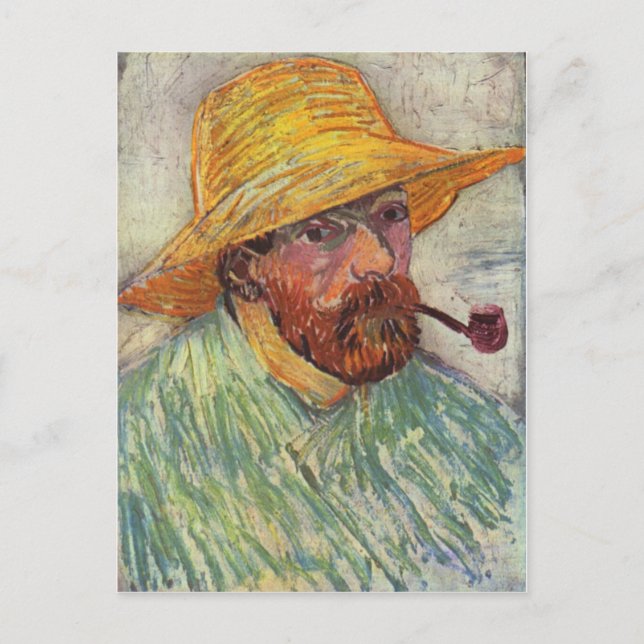 Vincent Van Gogh Självporträtt Pipe Vykort (Framsida)