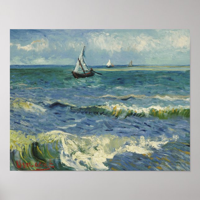 Vincent van Gogh - Sjölandskapet nära Les Saintes Poster (Framsidan)