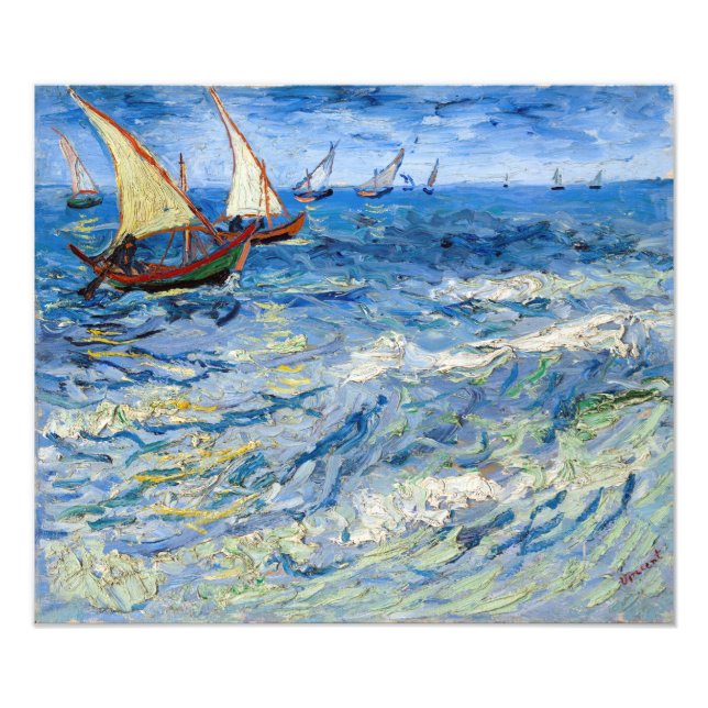 Vincent van Gogh - Sjölandskapet Saintes-Maries Fototryck (Framsidan)