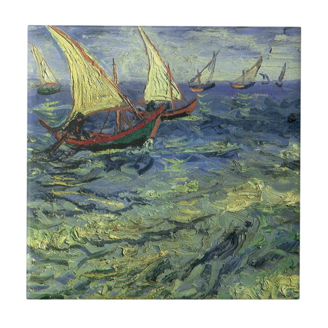 Vincent van Gogh - Sjölandskapet Saintes Maries Kakelplatta (Framsidan)