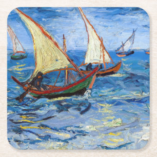 Vincent van Gogh - Sjölandskapet Saintes-Maries Underlägg Papper Kvadrat