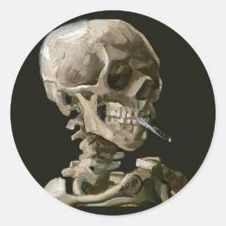 Vincent van Gogh Skalle med brinnande cigarett Fin Runt Klistermärke