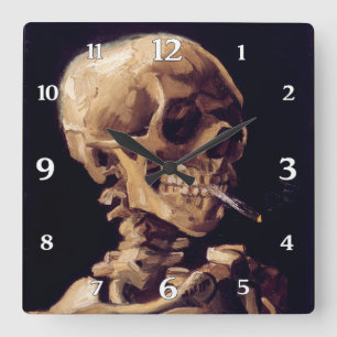 Vincent Van Gogh skalle med den brinna cigaretten Fyrkantig Klocka