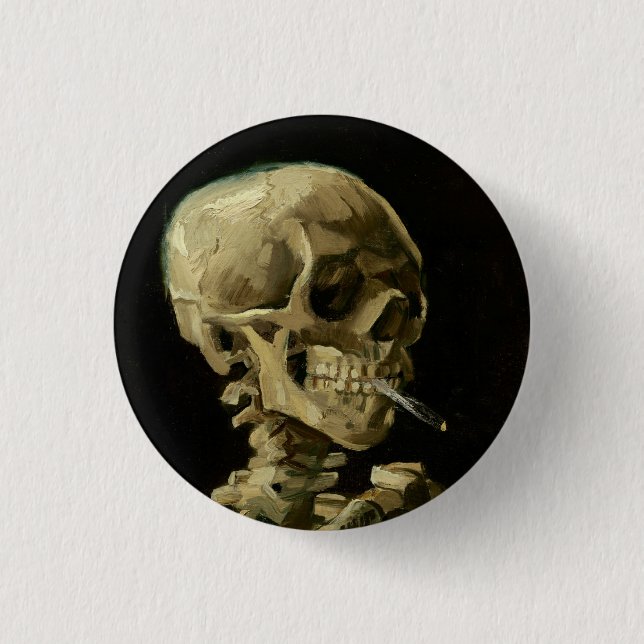 Vincent Van Gogh Skeleton med brinnande cigarett Knapp (Framsida)