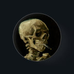 Vincent Van Gogh Skeleton med brinnande cigarett Knapp<br><div class="desc">Vincent Van Gogh Skeleton med brinnande Cigarette Vintage Fine Art Button</div>