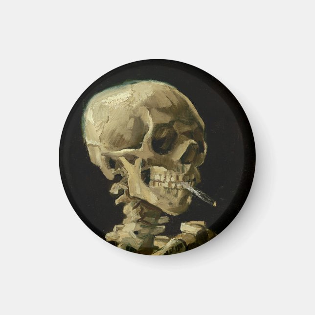 Vincent Van Gogh Skeleton med brinnande cigarett Magnet (Framsidan)