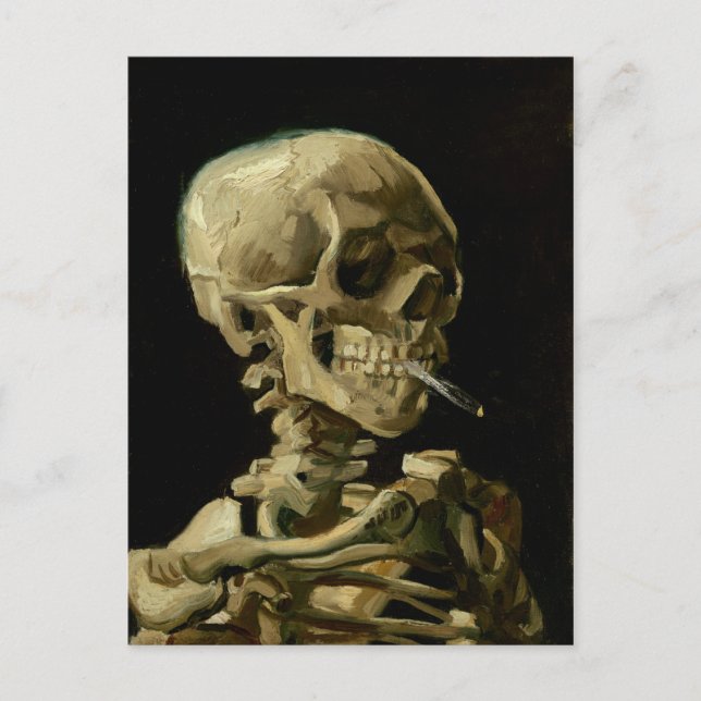 Vincent Van Gogh Skeleton med brinnande cigarett Vykort (Framsida)