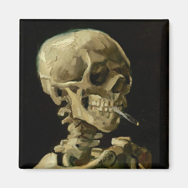 Vincent Van Gogh Skeleton med en brinnande cigaret Magnet (Framsidan)