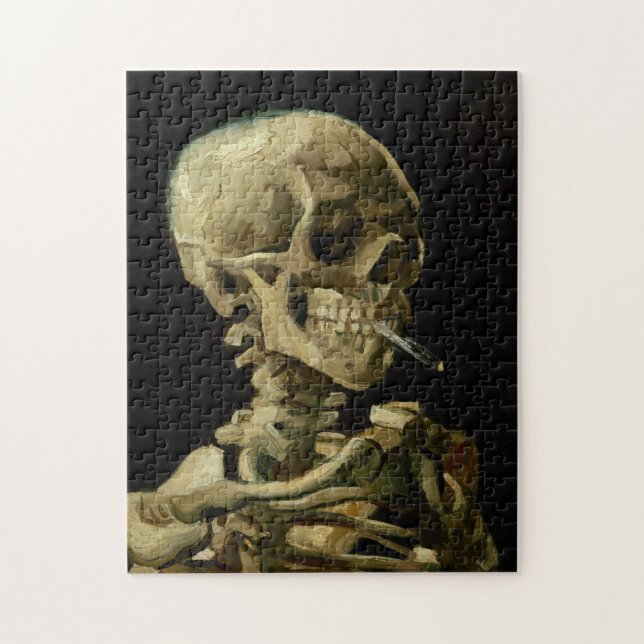 Vincent Van Gogh Skeleton med en brinnande cigaret Pussel (Vertikal)