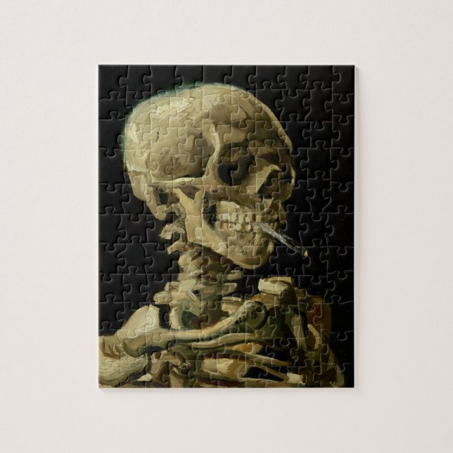 Vincent Van Gogh Skeleton med en brinnande cigaret Pussel (Vertikal)