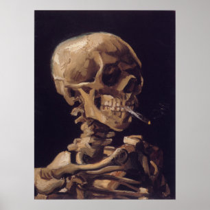 Vincent Van Gogh - Skull med bränd cigarett Poster