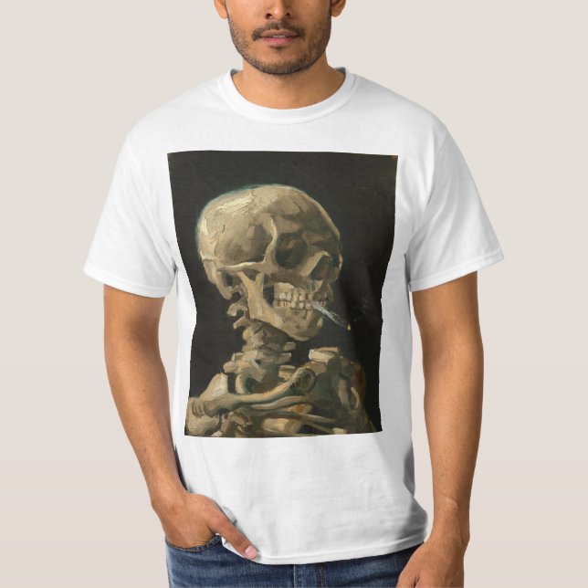 Vincent Van Gogh - Skull med bränd cigarett T Shirt (Framsida)