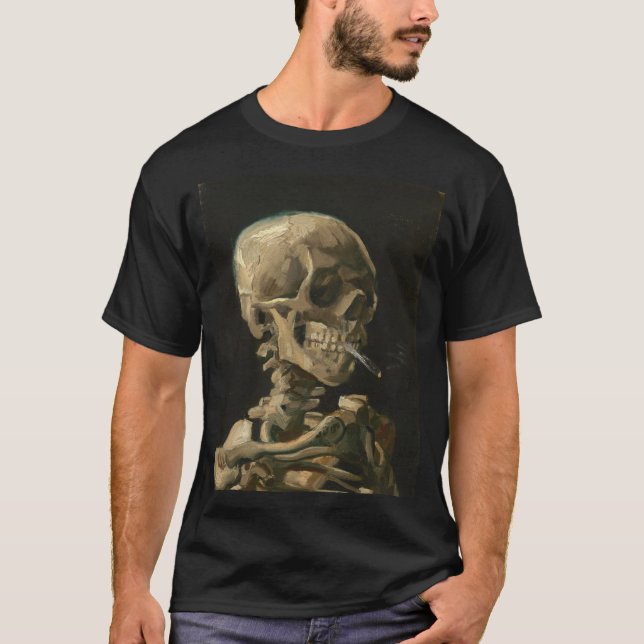 Vincent Van Gogh - Skull med bränd cigarett T Shirt (Framsida)