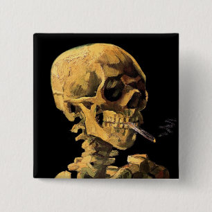 Vincent Van Gogh - Skull med brinnande cigarett Knapp