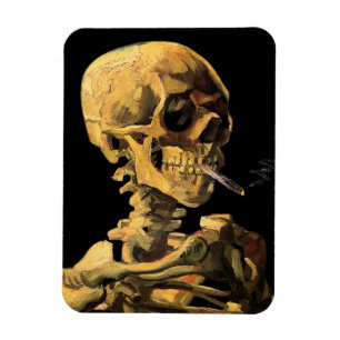 Vincent Van Gogh - Skull med brinnande cigarett Magnet
